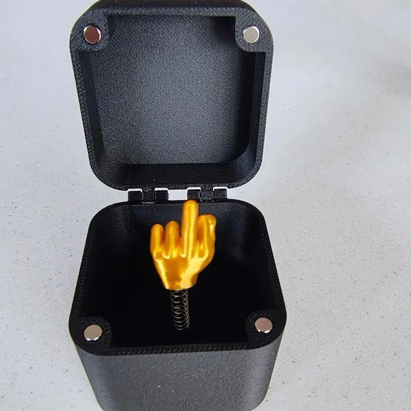Middle finger in a box