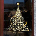 Golden Christmas Tree Window Clings Stickers for Glass