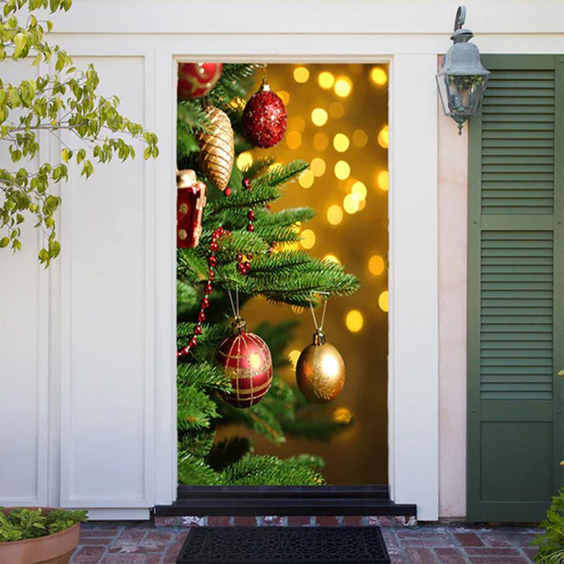 Christmas Door Decoration | Fabric Door Cover | Washable & Reusable