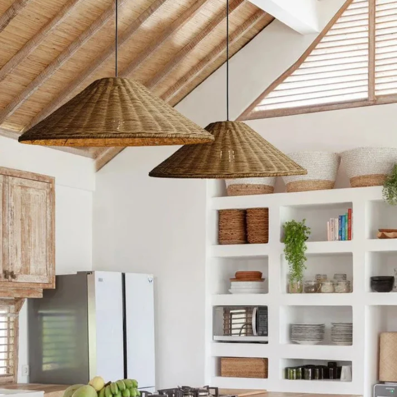 Scandinavian LED Pendant Lamp Made of Bamboo