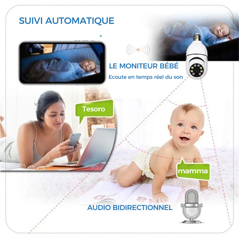 Wireless security camera without cables with light bulb