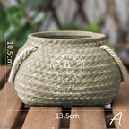 Ceramic Plant Pot in Hemp Bag Design with Rope Handles – Decorative Flower Pot for Garden and Home