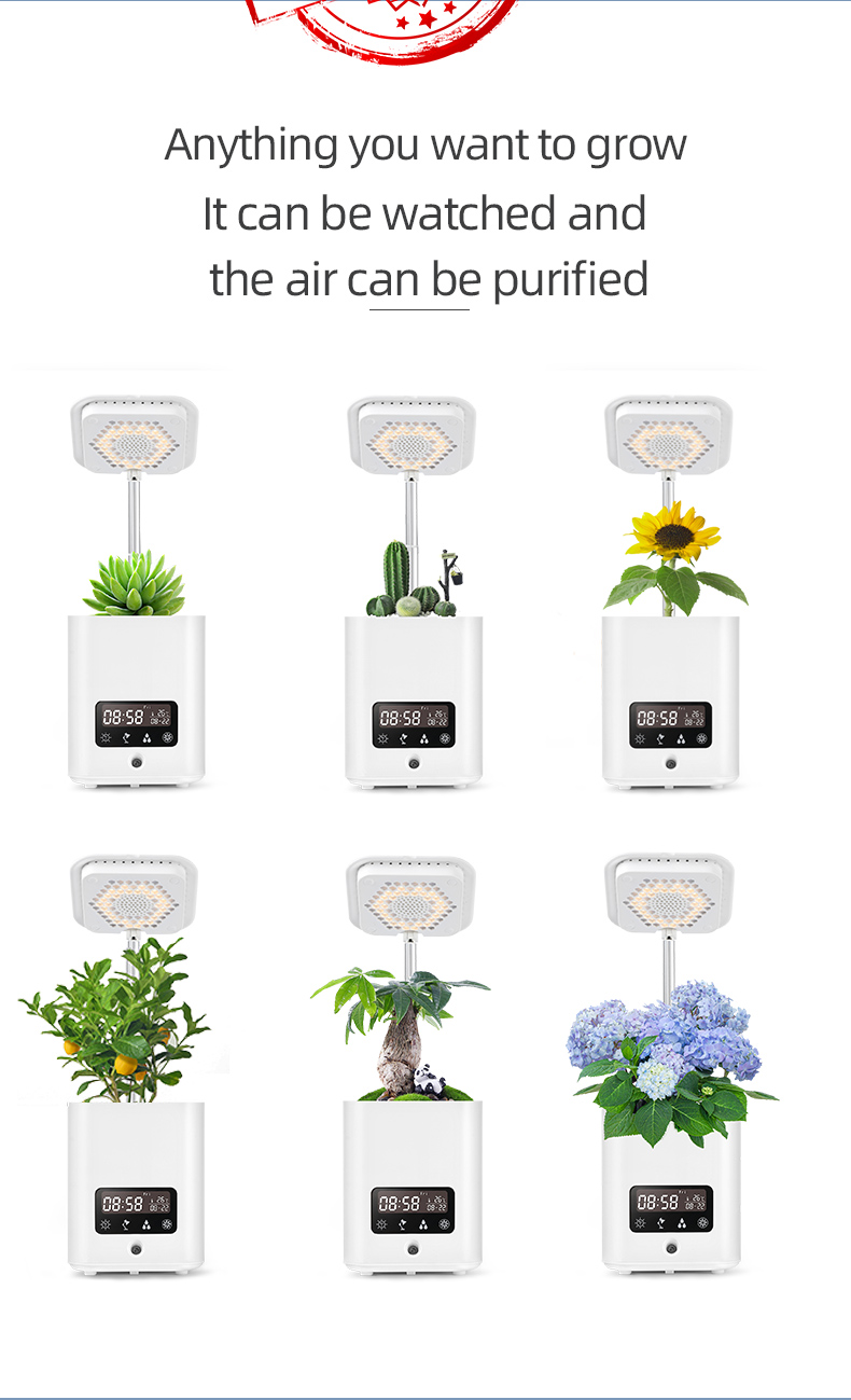 Multifunctional smart hydroponic plant pot with calendar, diffuser and desk lamp