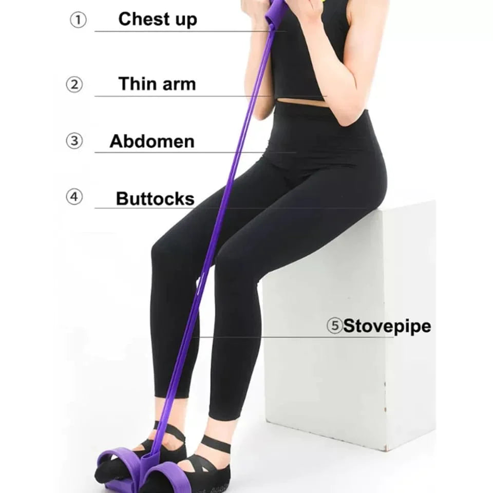Pull-Rope Ab Exerciser with Pedals and Resistance Band