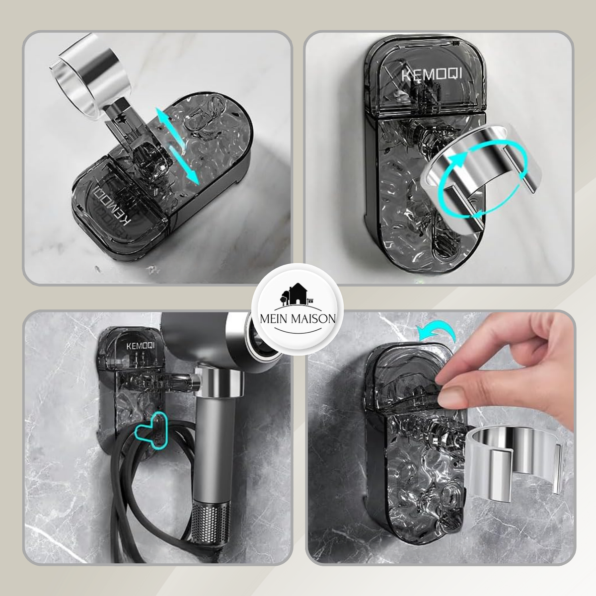 DryFix – Hair dryer practically accessible, no drilling required!
