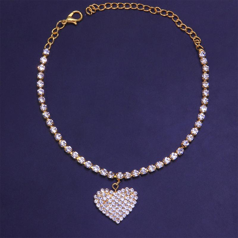 Fashion Heart Rhinestone Anklet