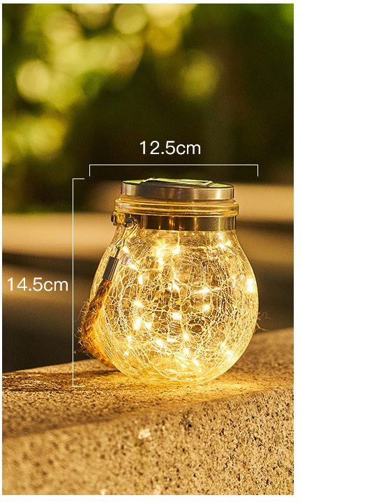 Solar LED Lantern in Glass – Decorative Garden Lighting with Wire Lights and Carry Handle