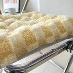 Fuzzy Checkered Fur Padded Cushion