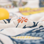 Cotton Throw Blanket Floral Reversible Design