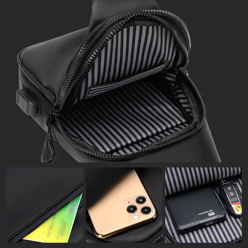 UrbanShield Waterproof Crossbody Bag with Anti-Theft Design
