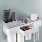 Practical toothbrush holder set with toothpaste dispenser
