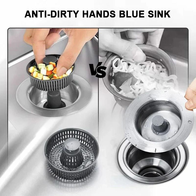 3-in-1 Sink Drain Strainer with Anti-Clogging and Odor Control