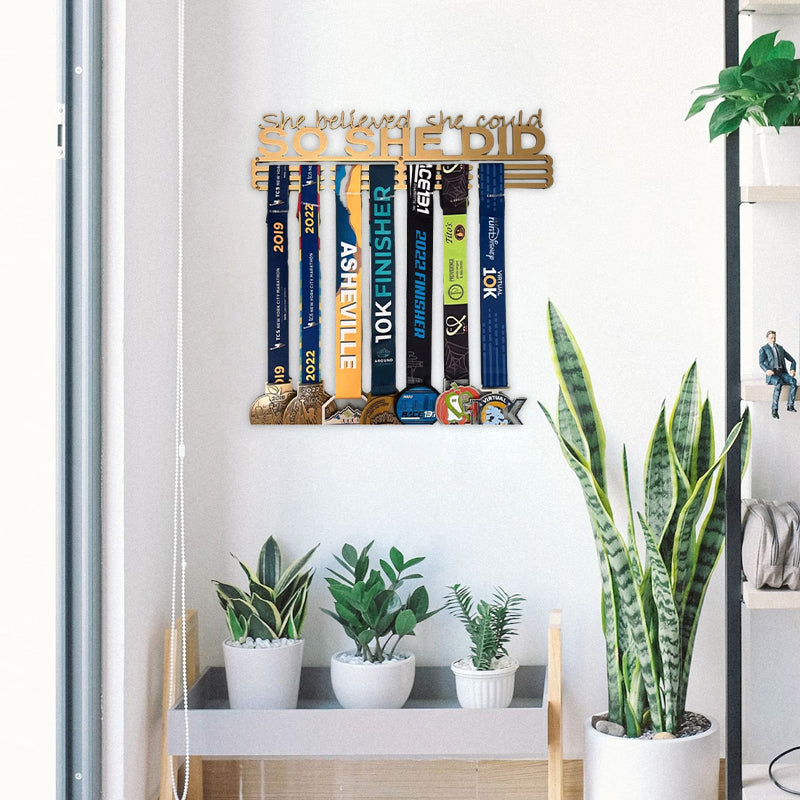 Metal Letter Hooks - "She believed she could, so she did"