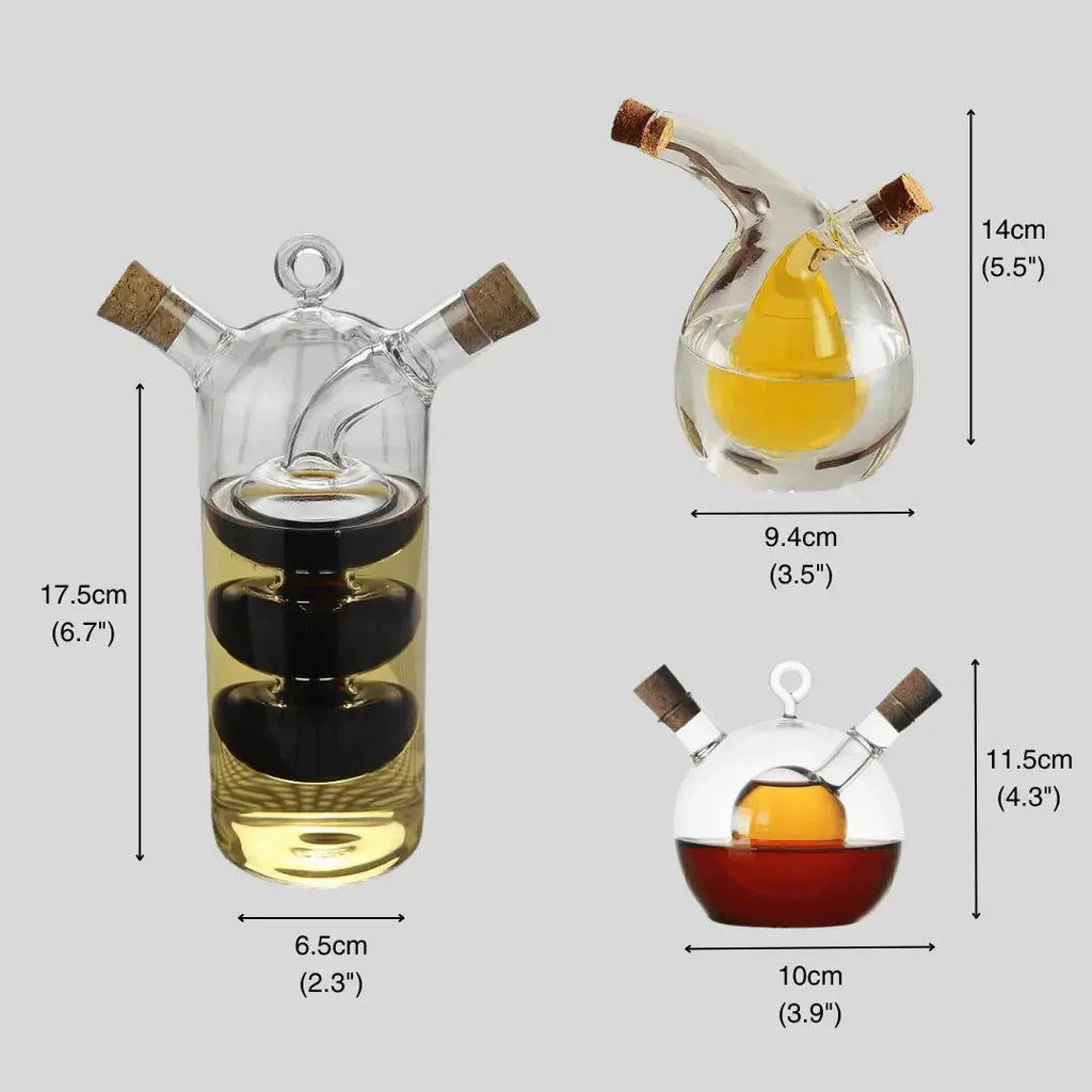 Oil & Vinegar Dispenser – Double Glass Bottle for Stylish Serving & Storing