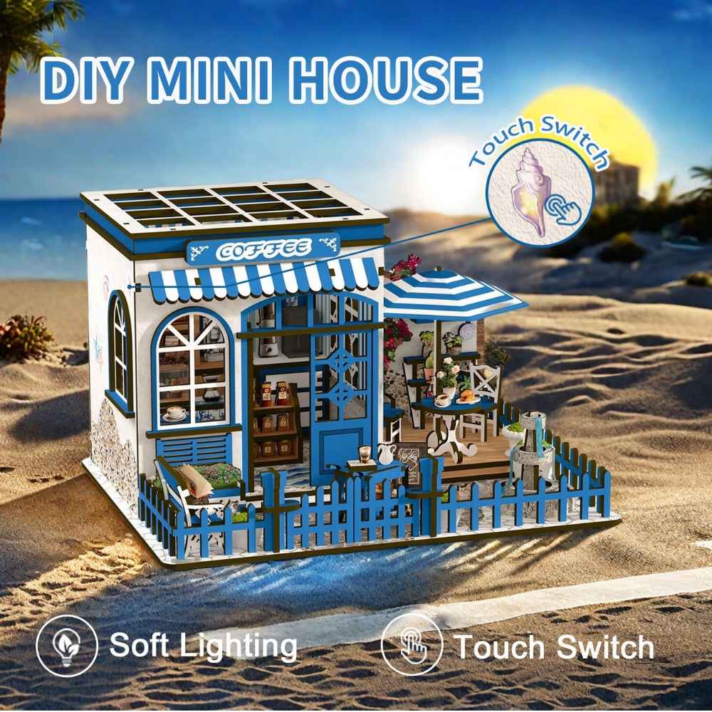Santorini Sun Coffee DIY Mini House Kit ｜DIY Miniature Kit