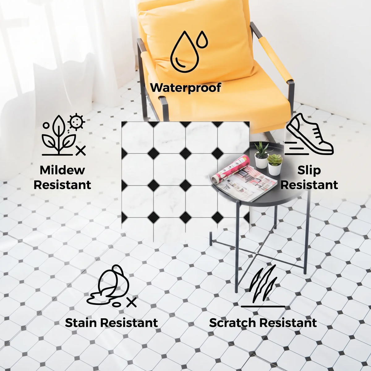 Peel and Stick PVC Flooring Matt Vinyl Flooring with Stone Look