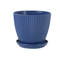 Flower pot with groove structure and saucer – Sturdy plastic pot for plants