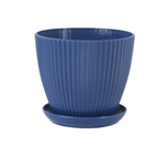 Flower pot with groove structure and saucer – Sturdy plastic pot for plants
