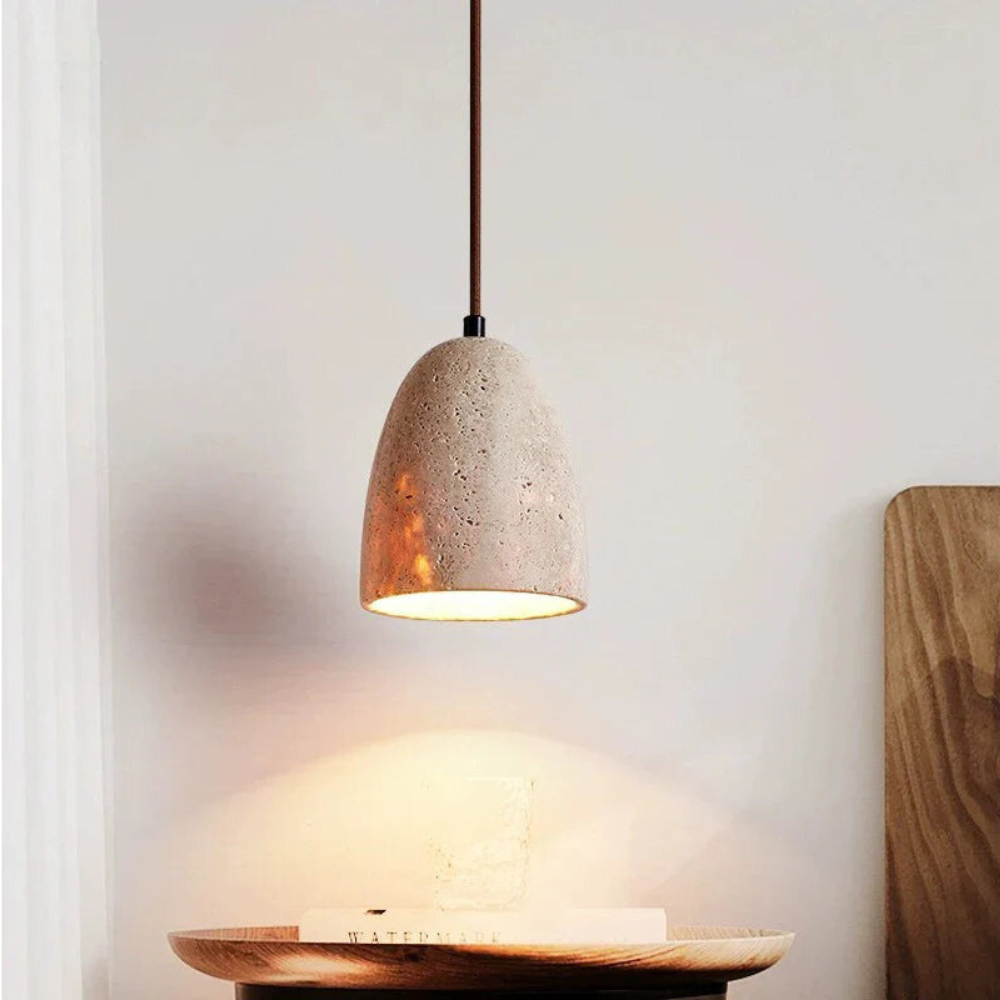 TerraLume – Pendant light with natural stone texture and warm glow