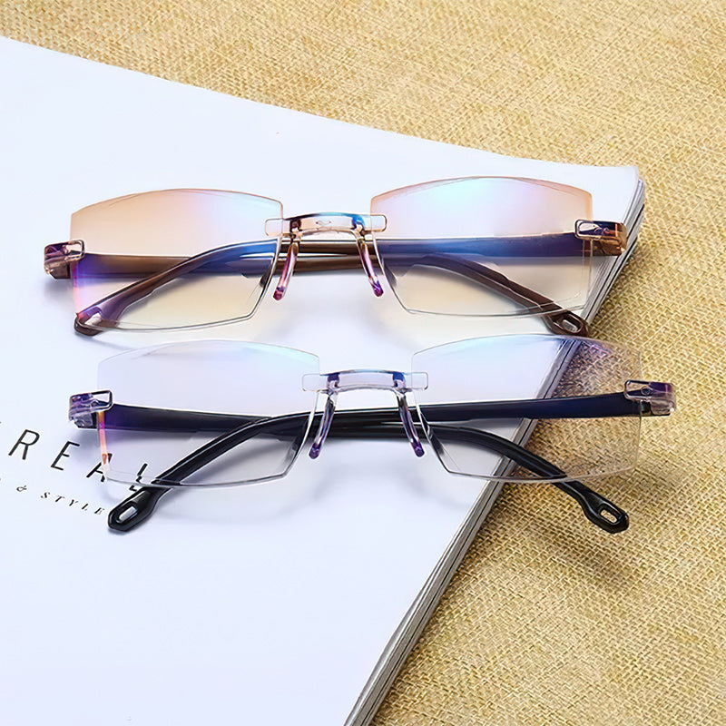 2024 new high hardness anti-blue light sapphire reading glasses dual focus intelligent reading glasses