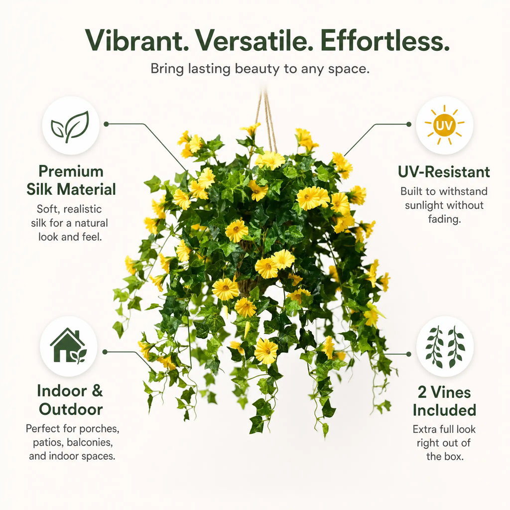 Realistic, UV-resistant artificial morning glory - Buy one, get one!