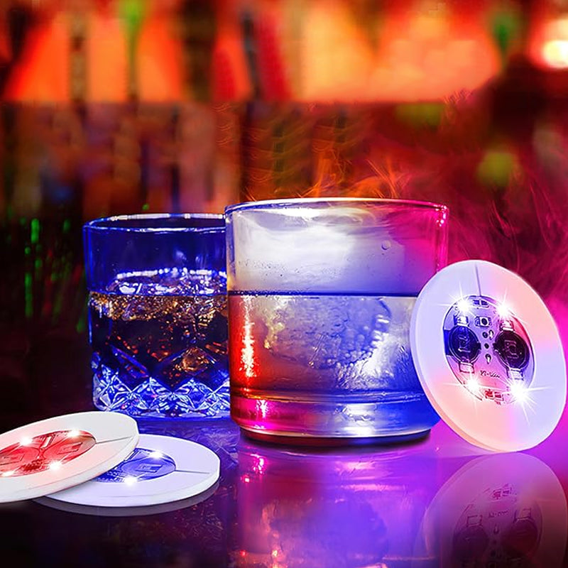 LED glowing bottle stickers and coasters