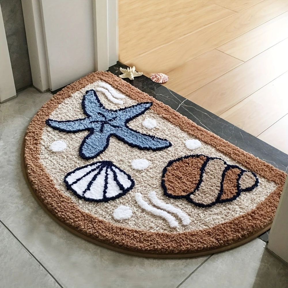 Fluffy Semicircle Non-Slip Bath Mat