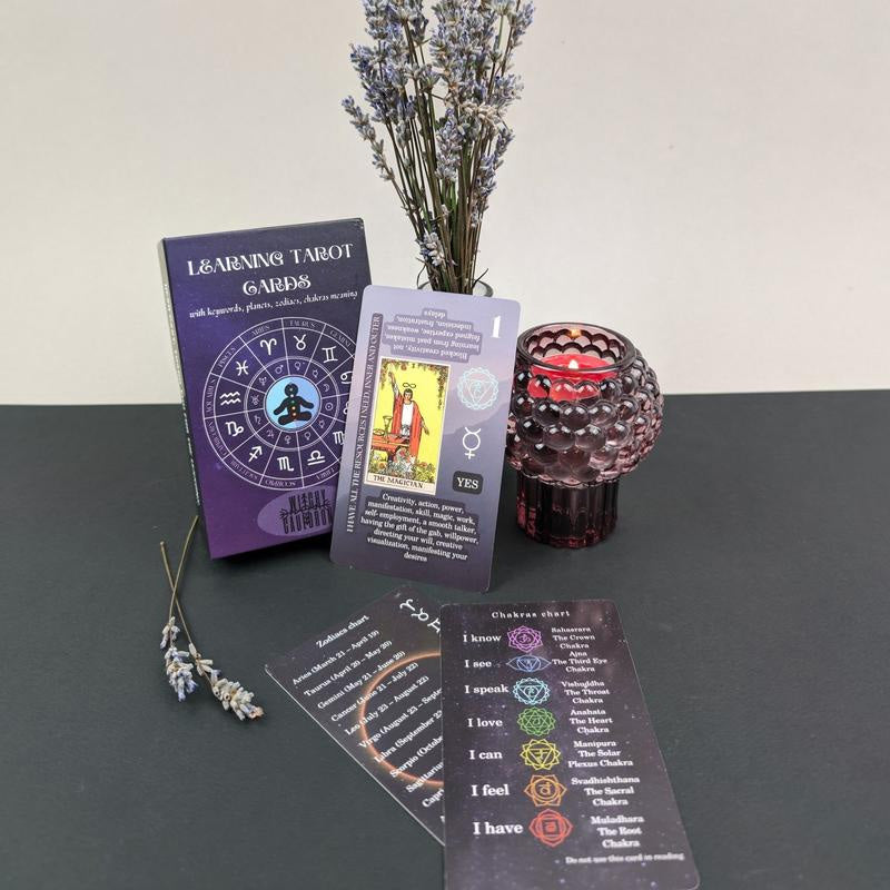 Learning cards Tarot deck with meanings on it