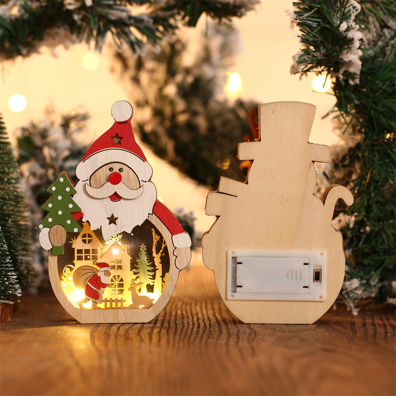 LED Christmas Wooden Ornaments Lighting