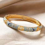 4pc Floral Accented Bangle Stack