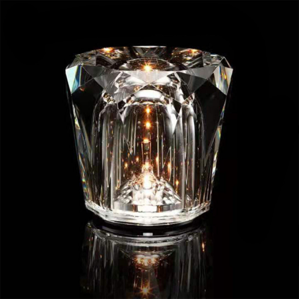 Wireless Rechargeable Crystal Table Lamp with Reflective Light Effect