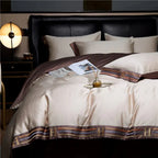 Satin Cotton Embroidered Bedding Set - Luxora