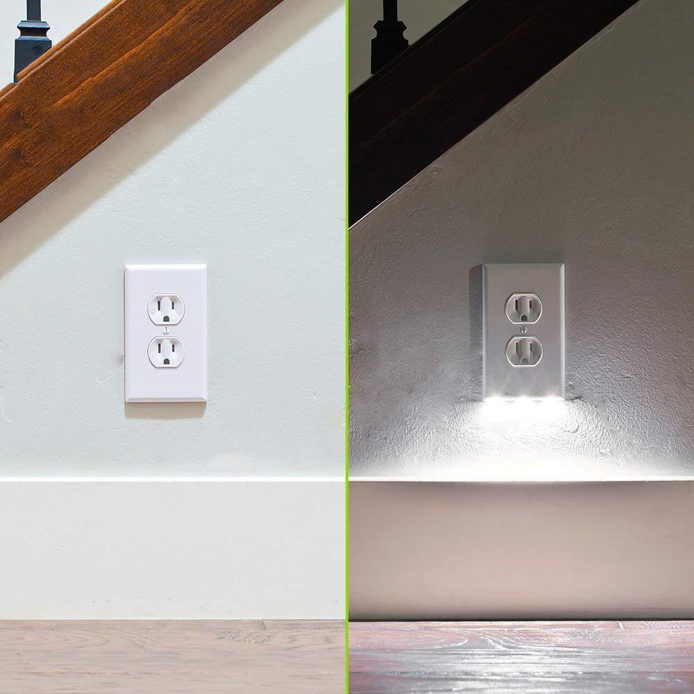 Outlet wall plate with LED night lights
