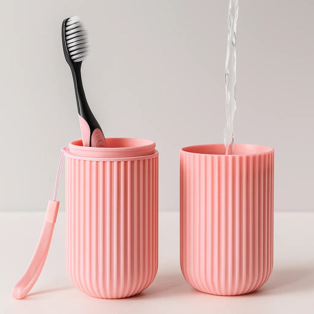 Mouthwash Cup Included – Compact Dust‑proof Design – Hygienic Oral Care for Travel & Holidays