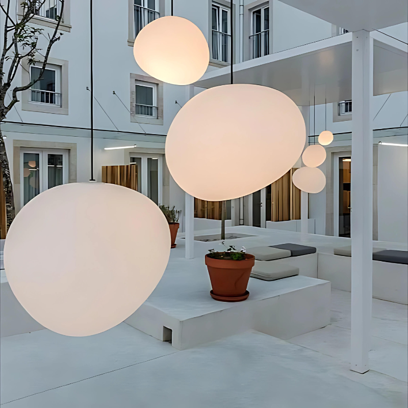GloStone | Elegant Glass Pebble Pendant Light