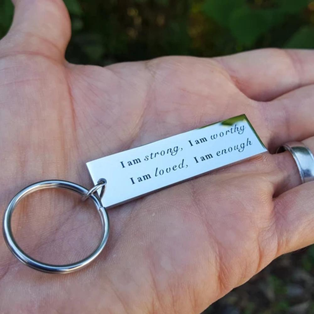 Stainless Steel "I am strong" Keychain