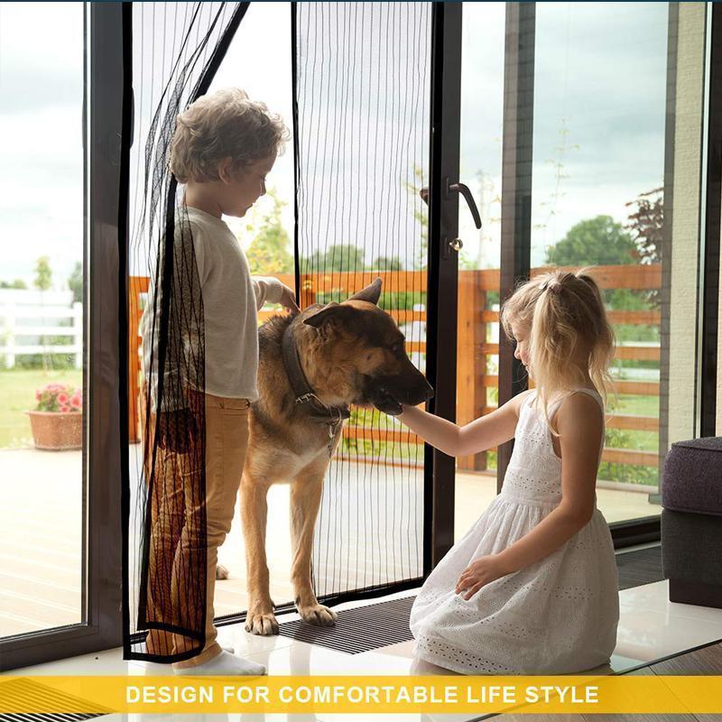 Magnetic Fly Screen Door with Continuous Hook and Loop Fastener