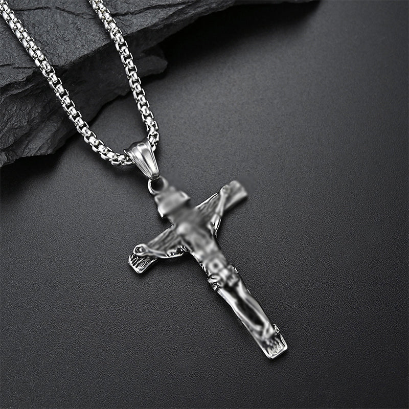 Titanium Steel Cross Pendant Necklace
