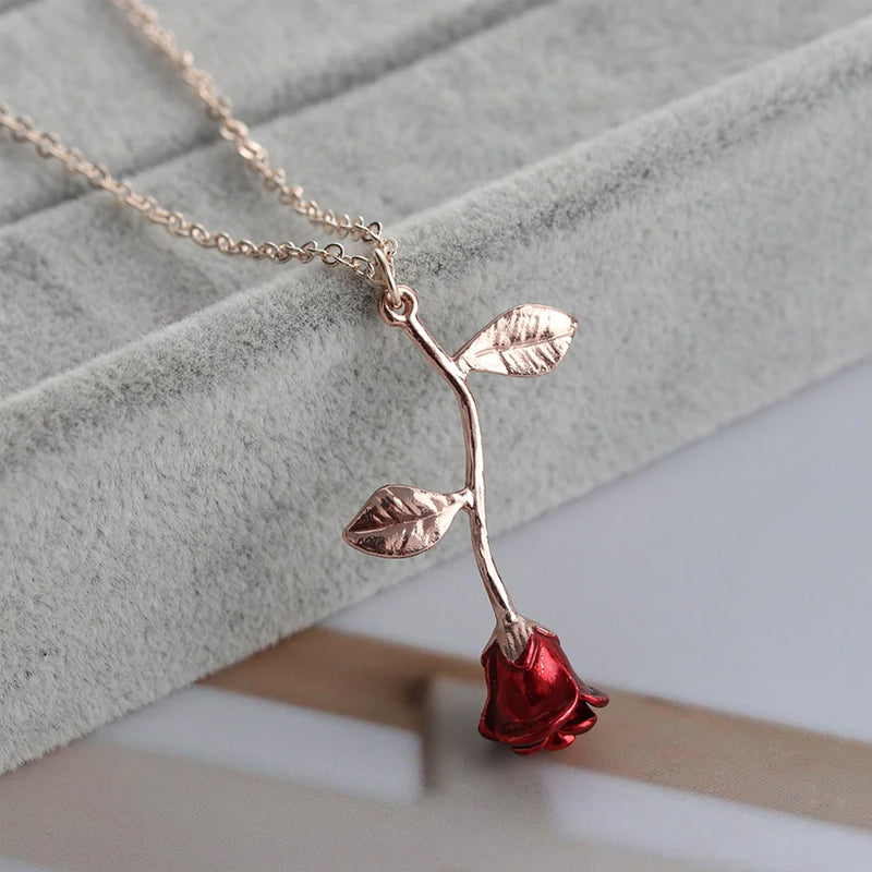 3D Rose Pendant Necklace