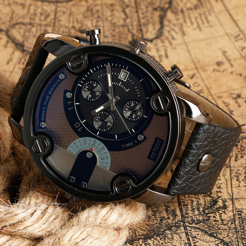 Men's Fashion Large Dial Style Steel Band Watch
