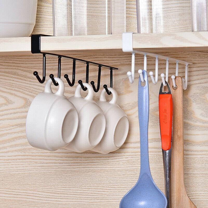 6 Hook Under-Cabinet Hanging Shelf