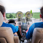 Mini swivel fan with double head for the car