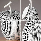 MonoApple Apple Sculpture – black-and-white polka dot pattern
