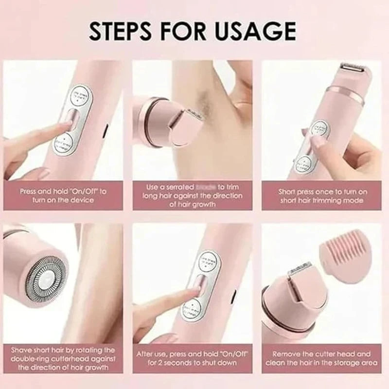 Dual Head Electric Shaver for Women with Trimmer