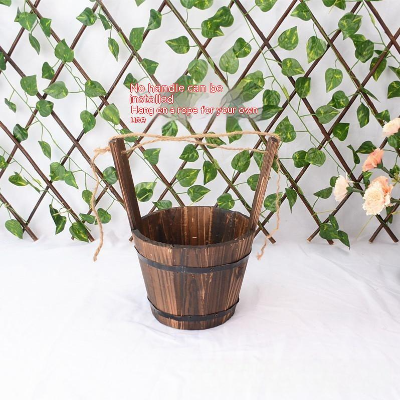 Wooden Bucket Planter in Barrel Design for Garden and Terrace – Decorative Flower Pots made of Wood
