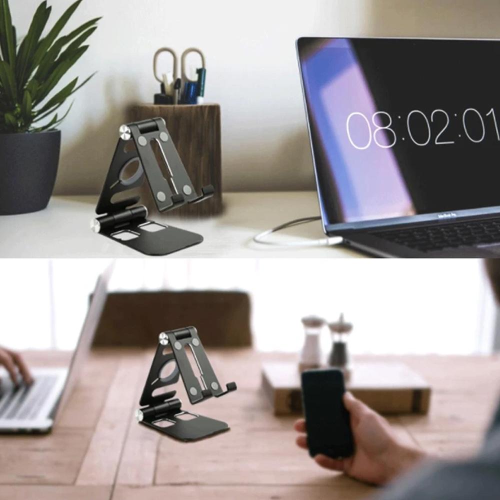 Multipurpose foldable smartphone holder made of aluminum alloy