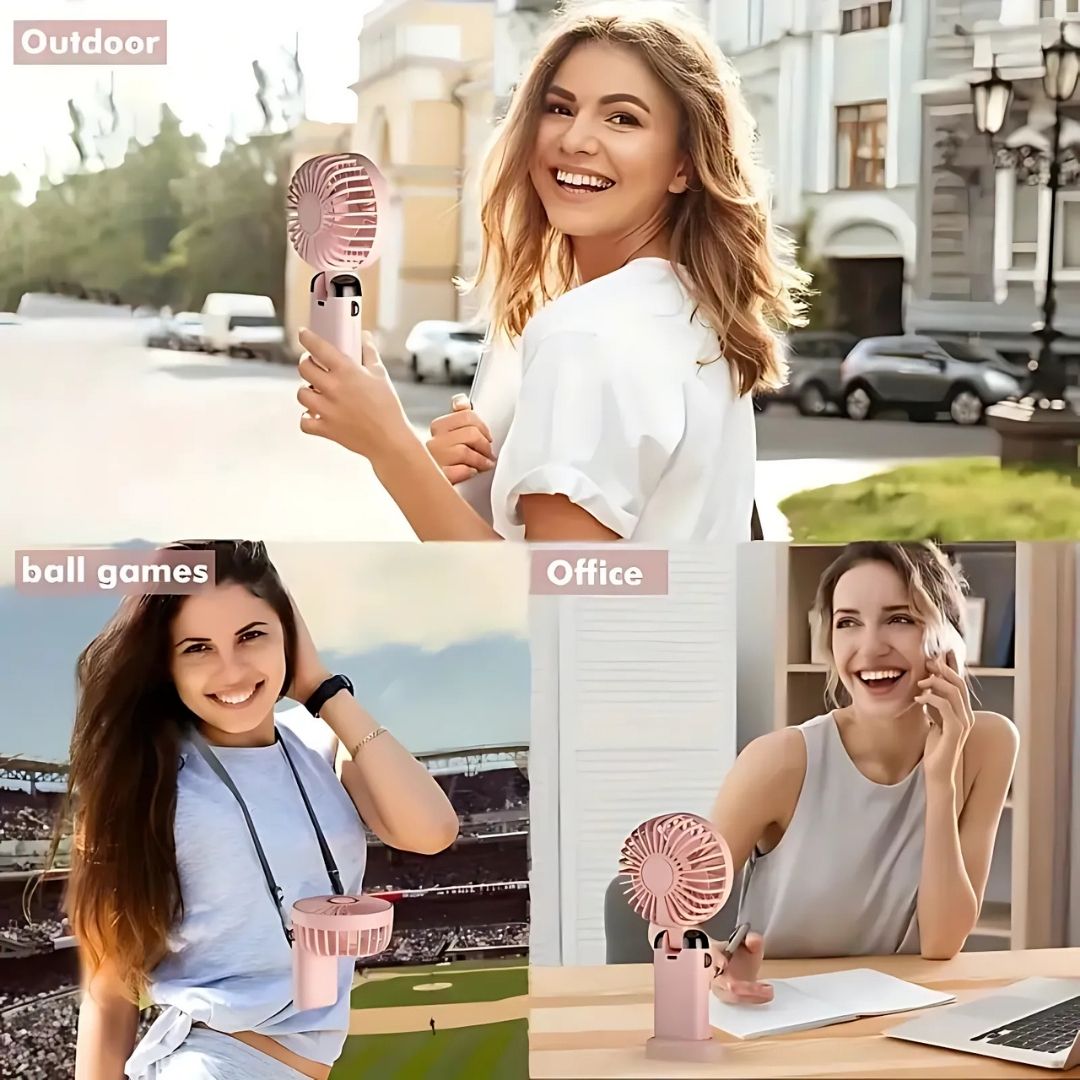 Rechargeable Handheld Mini Fan | 5-Speed, 90-Degree Adjustable & Quiet for Office, Home & Outdoor Use