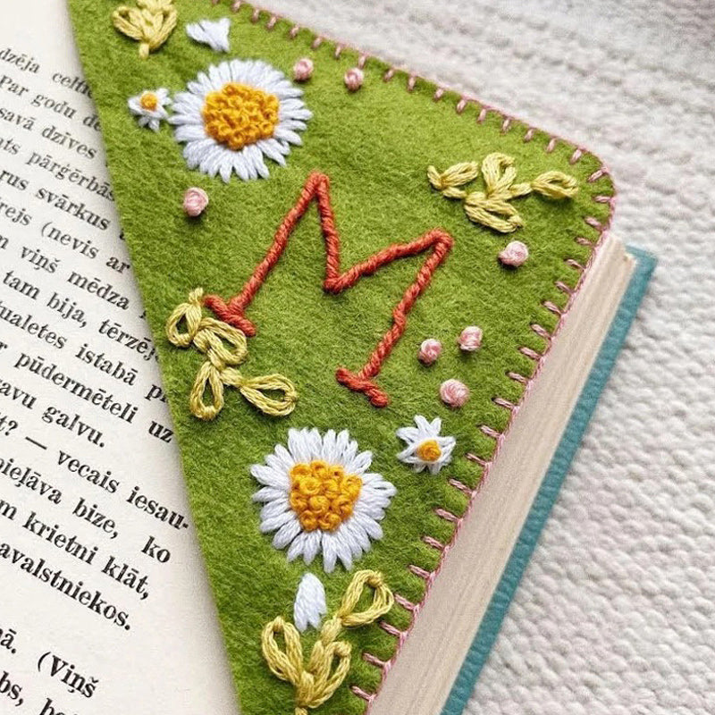 Personalized hand-stitched corner bookmark