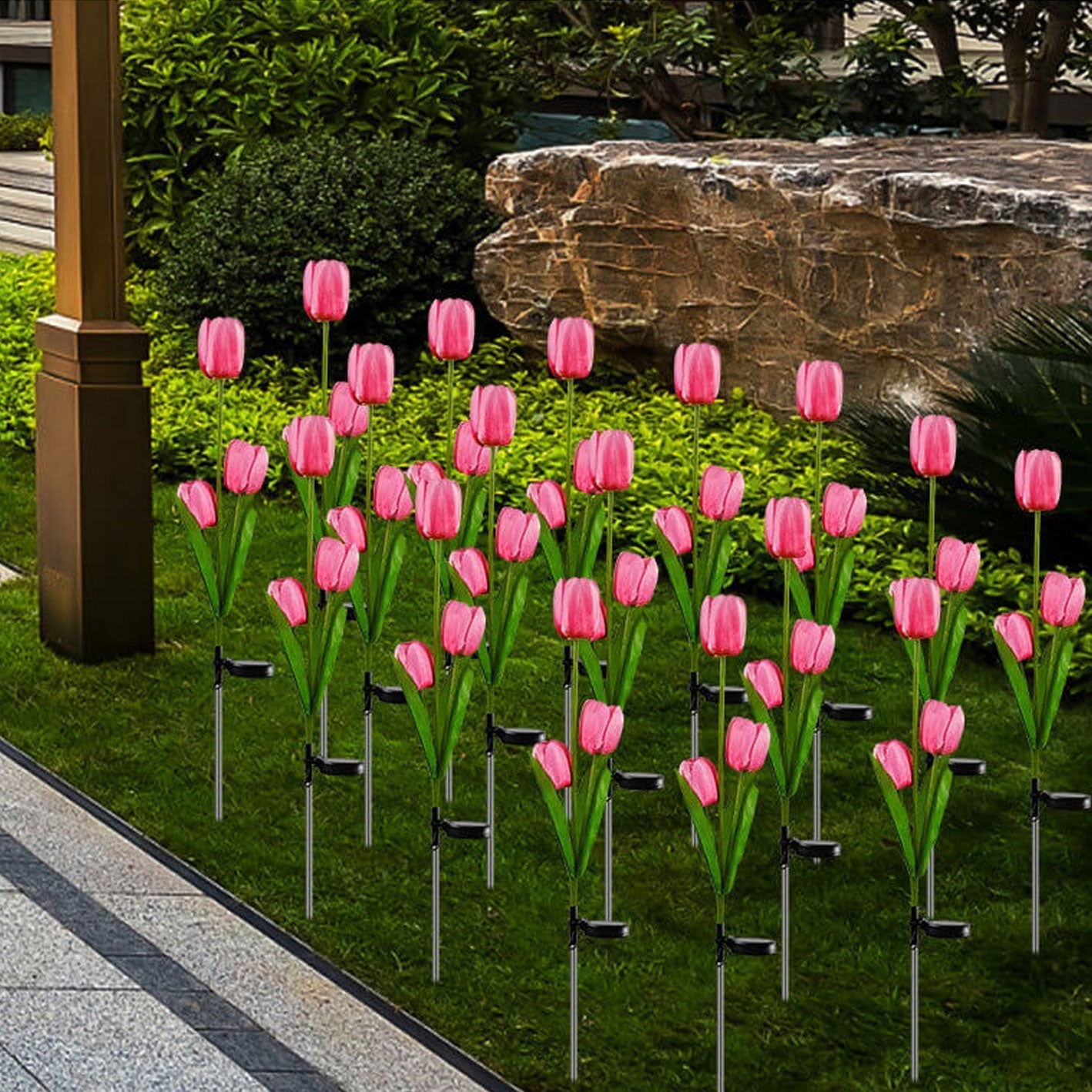 Solar Tulip Lawn Light Outdoor Garden LED Tulip Flower Light Ground Stake Landscape Light