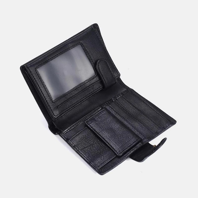 Vintage Leather PU Wallet with three compartments and multiple slots
